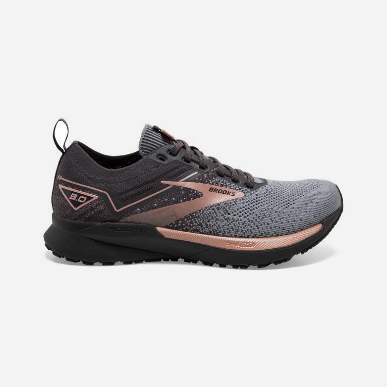 Brooks Ricochet 3 Womens Lightweight Road Running Shoes - Grey/Black/Rose Gold - Philippines (879650